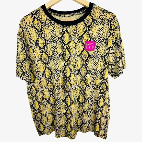 Nike Fly Basketball Spin Ball Snake Print Tee Black Yellow Pink NWT S - Picture 6 of 9